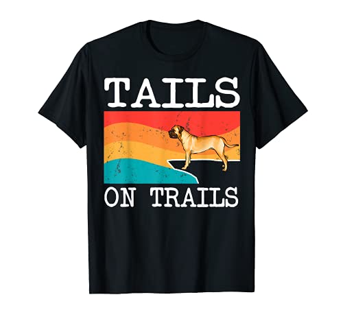 Tails On Trails Bullmastiff Dog Funny Hiking T-Shirt, Black
