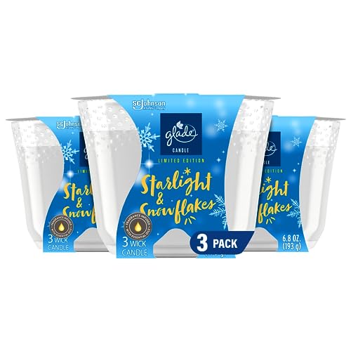 Glade Candle Starlight & Snowflakes, Fragrance Candle Infused with Essential