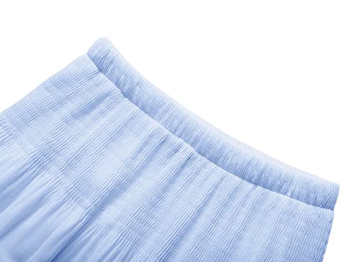 Nashalyly Women's Chiffon Elastic High Waist Pleated A-Line Flared Maxi Skirts(Light Bluer,Xl) #TOP3