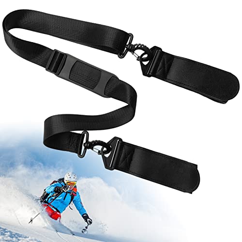 yuejuhe Sangles de Ski, Snowboard BandoulièRe RéGlable, Porte pour Transport Ski et Bâtons, Convient à Adultes et Enfants (Noir) Cover
