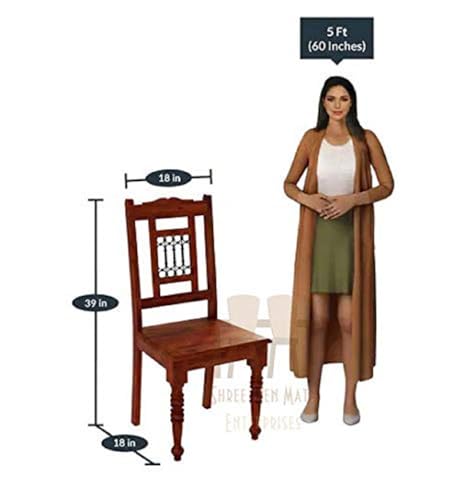 Image of Solid Sheesham Wood Dining Chair Set of 2 | Solid Wood Dining Chairs | Wooden Dining Chairs for Home and Living Room | Study Chairs | Wooden Set of 2 Chairs | Honey Oak Finish