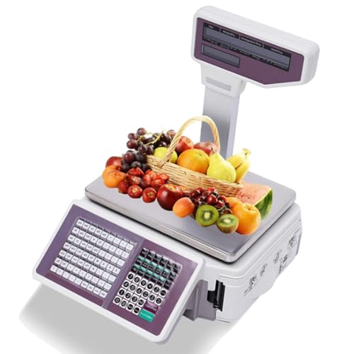 Báscula digital con impresora térmica y doble pantalla LCD miniatura 1