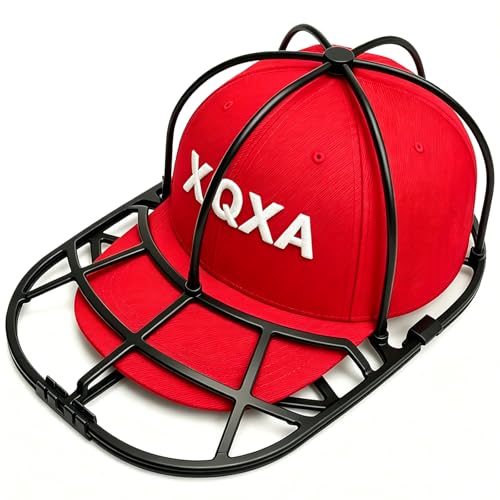 XQXA Hat Washer Cage for Baseball Caps - Hat Cleaner for Washing Machine & Dishwasher, Fits Adult & Kids Caps - Baseball Cap Washing Cage-Black