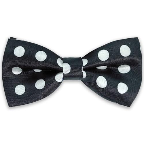 SYAYA Polka Dot Pre Tied Toddler Bow tie, Baby or Child & Kids Clip On Bowtie For Little Boy Birthday or Easter Day B-B-BT5 (Black with white dots)