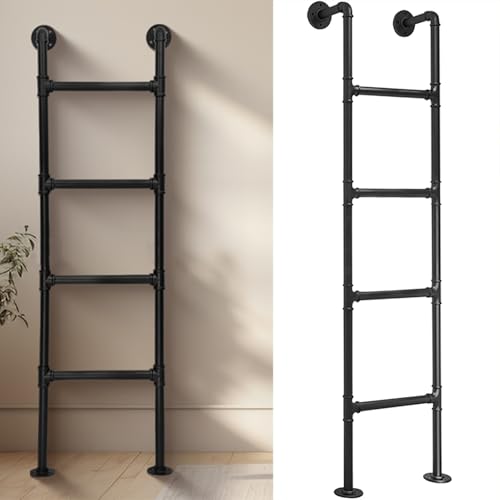 Escalera personalizable de hierro forjado negro para fuego, para montar en la pared, 100-300 cm, escalera de salida recta resistente para sótano para seguridad y durabilidad, ideal para uso doméstico