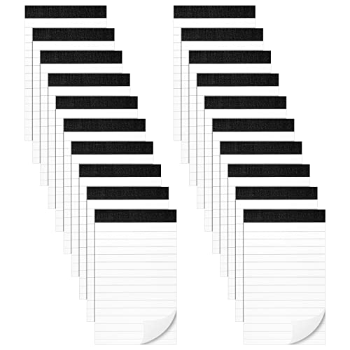 Eersida 20 Pieces Small Note Pads Refills 3 x 5 Inch Memo Mini Notebook Lined Paper Writing Pads Ruled Waitress Notepad Pocket Server Pads with 30 Sheets in Each Pad for School Office Supplies (Black)
