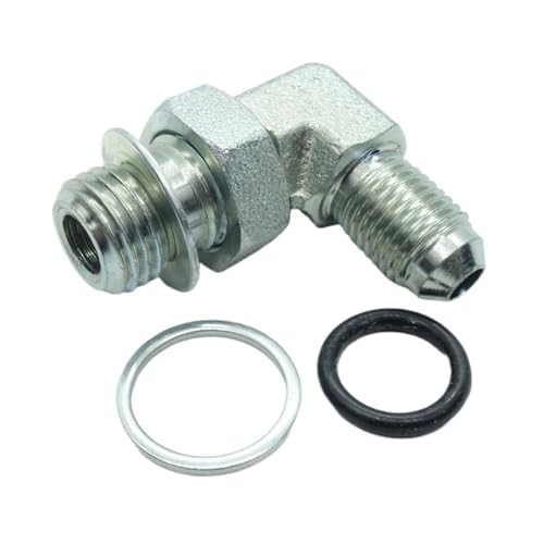 Image of 1 Piece Hydraulic Fitting 1 /4 Male JIC (7 /16 inch-20) X M14 x 1.5 Male Metric 90 Degree Elbow Adapter