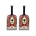 Reisegepäckanhänger, Ausweisetikett, Ledertaschenanhänger, Koffer-Set, 2 Stück, Hochformat, Welpe, Basset, Hound, Gepäckanhänger, Handtaschenanhänger mit vollständiger Sichtabdeckung auf der Rückseite