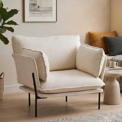 Modern Boucle Accent Chair for Living Room Chairs, Oversized...