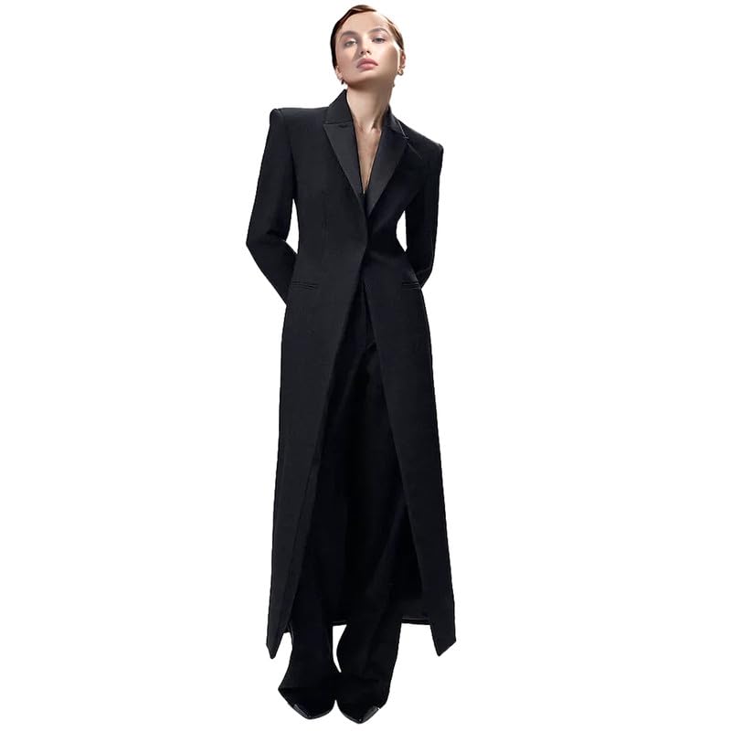 Womens Long Suit Set 2pcs Ladys Casual Blazer Flare Pants Wedding Party Outfit for Work