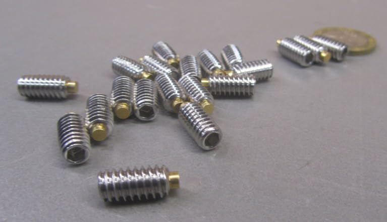 18-8 Stainless Steel Brass Tip Set Screw 1/4"-20 x .500" Thread Length 20 pcs.