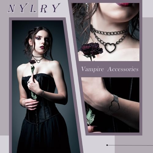 2PCS Black Choker Necklace for Women Leather Chokers Collar and Leash Set Goth Sexy Chokers for Women Heart Chain Choker Necklaces Jewelry Gift for Halloween Gothic Outfits Cosplay3