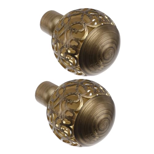 Unomor 2Pcs Decorative Curtain Rod Caps Elegant Curtain Pole Head Decor for Living Bedroom Easy Installation Hollow Ball Design Curtain Accessories Fits