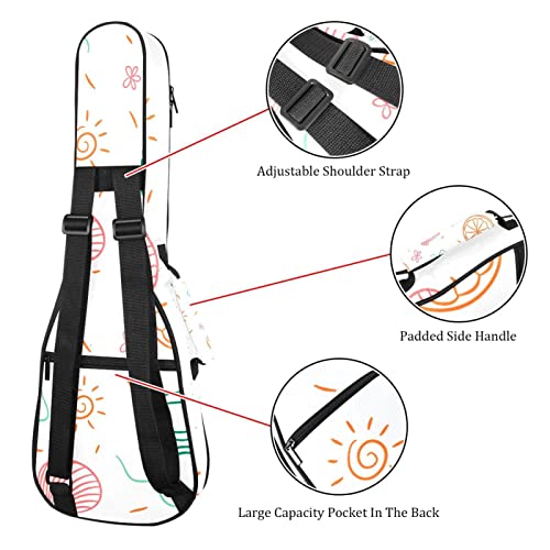 Sac à dos robuste pour ukulélé de concert soprano rembourré 10mm