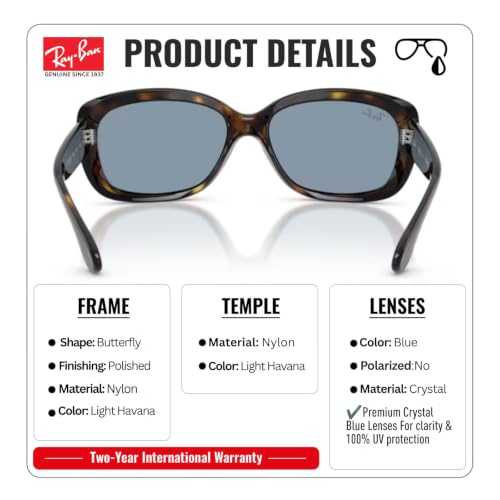 Image of Ray-Ban RB4101 JACKIE OHH Butterfly Shaped Sunglasses for Women with Official RAYBAN Eyewear Kit