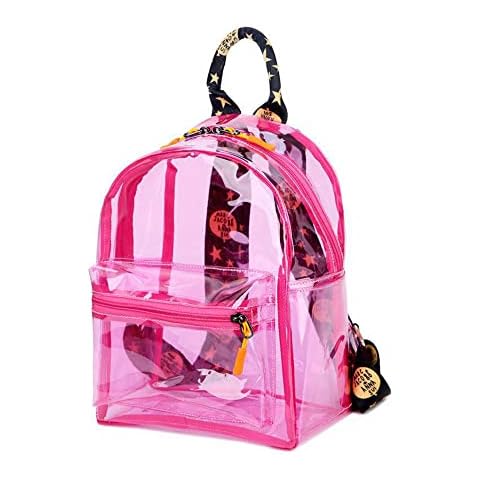 Heavy Duty Transparent Clear backpack,TINYAT See Through Clear Bag for School, Concerts, Sports, Travel and Daily Use, Pink/Cb, S Cover
