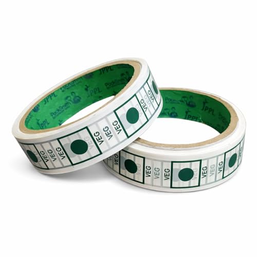Image of Veg Tape Printed | 35 Meter in Length | Pack of 12 | 24 mm / 1 inch Width | Veg Printed Tape With Green Marking, Self Adhesive Tape for Packing Boxes