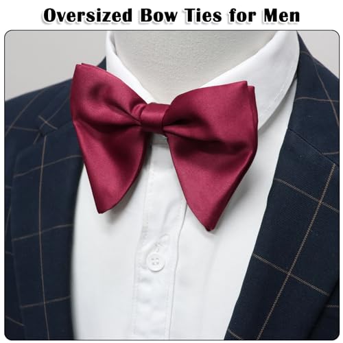 Image of Luckyvestir Oversized Bow Ties for Men, Black /Red Big Bow Tie, Solid Color Pretie Bowtie Men for Tuxedo Wedding