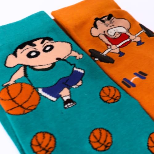 Image of THELA GAADI Shinchan Socks - Pure Cotton Crew Length Printed Funky Cartoon Socks for Men & Women | Odour Free & Beathable | Free Size & Unisex