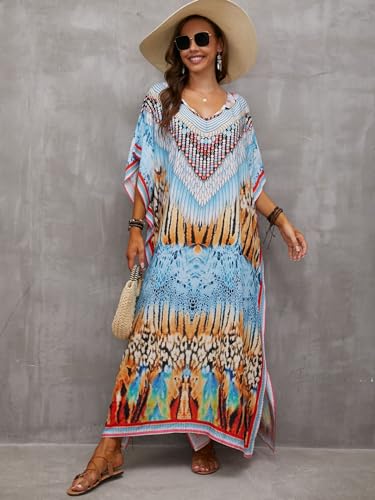 Kaftan Dresses for Women Plus Size Bathing Suit Cover up Caftan Maxi Beach Dresses