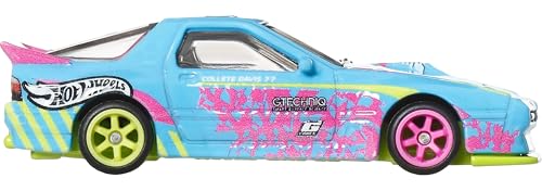 Hot Wheels Premium Car Culture Silhouettes Mazda RX7 FC Pandem, Blue with Pink Accents, 4/5, Die-Cast Metal