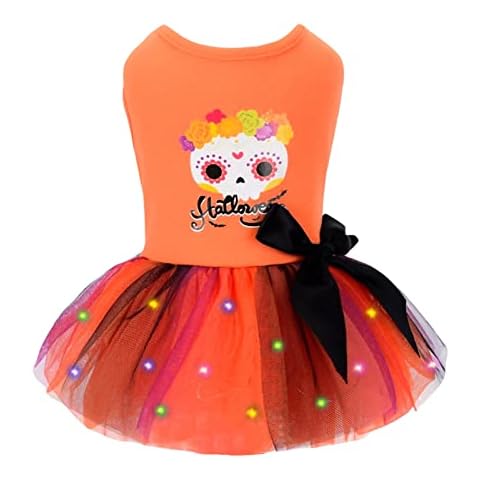 Yikeyo Hunde-Halloween-Kleid, Tutu, Totenkopf, kleine Hunde Cover