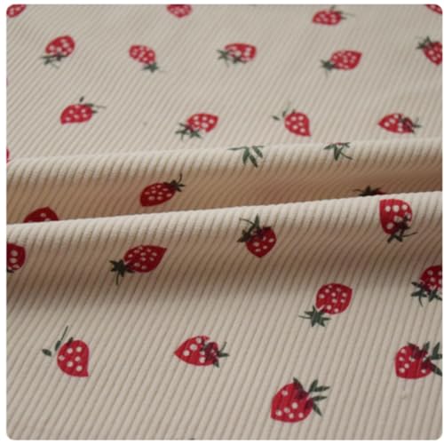 Tissu velours côtelé élastique au mètre grosses rayures imprimé floral 150cm