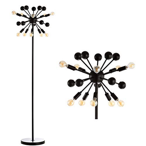 JONATHAN Y JYL9049A Orbit 10 luces 63' moderno Sputnik lámpara de pie de metal LED de mediados de siglo, contemporáneo, industrial, escandinavo, transicional para dormitorio, sala de estar, negro
