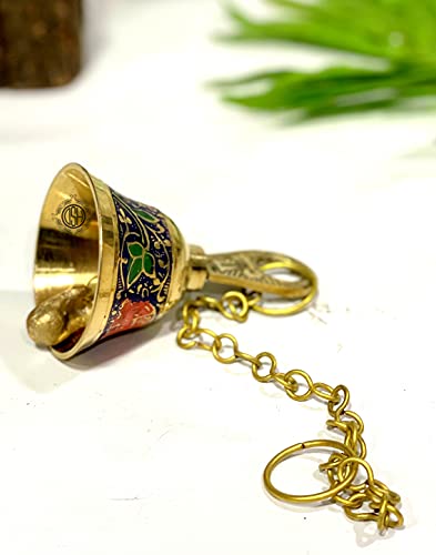 Image of DSH Pure Brass Hanging Bell with Chain for Temple Mandir Door Home Decorative Ringing Bell (Bule, 1)