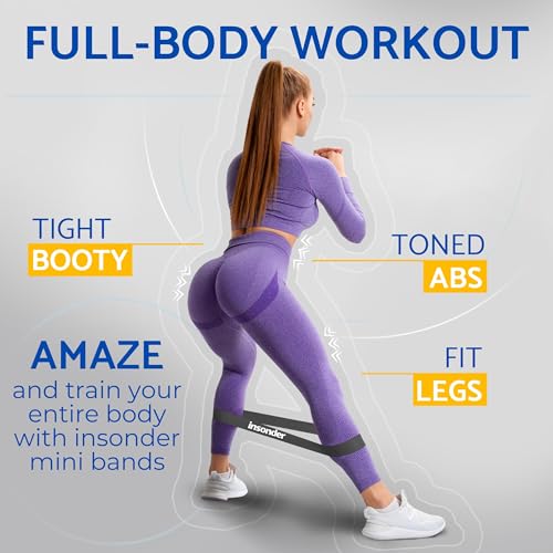 Insonder Resistance Band Women Set of 5 - Exercise Bands Resistance for Women or Men - Stretch Bands for Exercise - Elastic Bands Gym & Pilates Band - Stretching Booty Bands - Fitness, Workout, Physio - Image 6