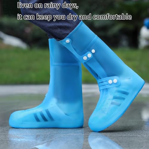 Image of Silicone Reusable Waterproof Shoe Covers for Rain, 13.39 Inch Foldable Tall Boot Design Rain Cover for Shoes