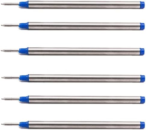 113mm (4.42”) x 6mm (0.24”), 0.5 Tip, Compatible Rollerball Pen Refills fit to Mont Blanc, German Ink, fit to 105159/107878/MNB107878 M710 H-12 M401/M506 P163 (Blue 6PCS)