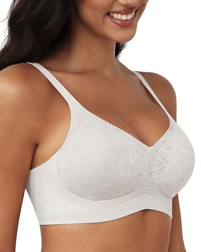 Image of As Fairy Womens Bras Lace Wireless Seamless Padded Full Coverage Soft Comfort No Underwire Wirefree Push Up Support Bralette White 32A
