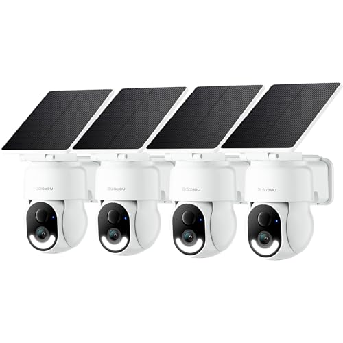 GALAYOU Security Cameras Wireless Outdoor - 2K Outside Battery Home Security Cameras for Front/Backyard Fence with Spotlight/Siren AI Human Detection PIR Sensor TF Card & Cloud Storage R6 4 Pack