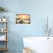 QIXIANG Sea Turtle Bathroom Wall Decor Beach Canvas Painting Art Ocean Lighthouse Picture Coastal Lakeside Cabin Decor Framed(Brown,12L x 18W)