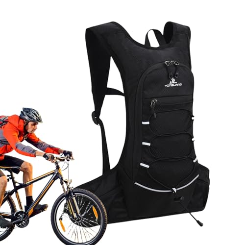 Mochila de hidratación, mochila de ciclismo – mochila de ciclismo ligera para hidratación, mochila de deportes al aire libre con bandas reflectantes para la caza, el montañismo y el, Negro , Se