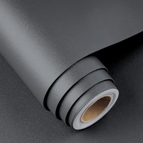 FunStick 24'x200' Thick Dark Grey Peel and Stick Wallpaper for Bedroom Removable Grey Contact Paper for Walls Countertops Kitchen Cabinet Wall Paper Self Adhesive Vinyl Gray Wallpaper for Living Room