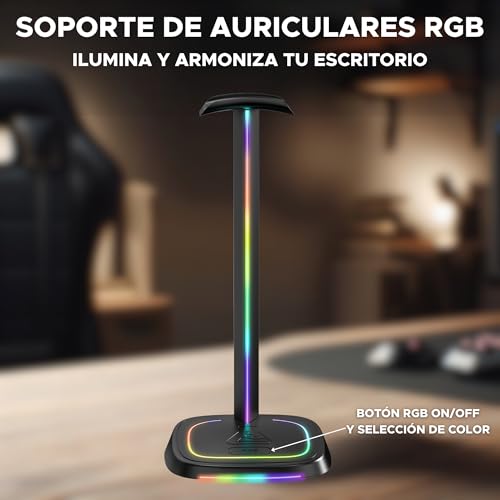 The G-Lab K-Stand Neon RGB – Soporte Auriculares con Iluminación RGB – Soporte Cascos Gaming con Botón ON/Off – Accesorio Gaming para PC PS5 Xbox Switch – Regalo Gamer Ideal | Nuevo - imagen 3
