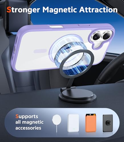 Image of FNTCASE for iPhone 17 Case Clear: Magnetic Phone Cases with Screen Protector Drop Proof Compatible with Magsafe Slim Anti Yellowing Rugged Shockproof Protective Transparent Cell Cover (B-Purple)