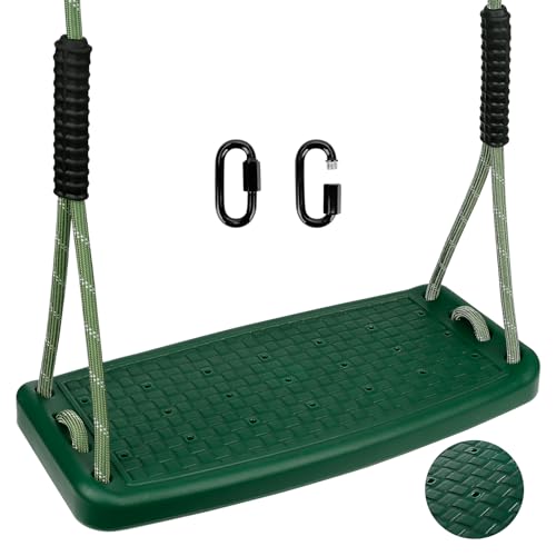 Yyiwhmy Schaukel Outdoor, Rutschfester Kunststoff Schaukelsitz mit Verstellbarem Seil (1.3m-2m) und 2 Karabinern Outdoor Spielplatzschaukeln Gartenschaukeln für Jugendliche/Erwachsene, Grün/270kg