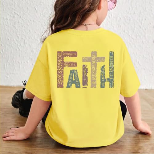 Image of Jesus Shirt for Girls Christian Faith Tshirts Kids Cute Bible Verse Graphic Tees Inspirational God Religious Clothes