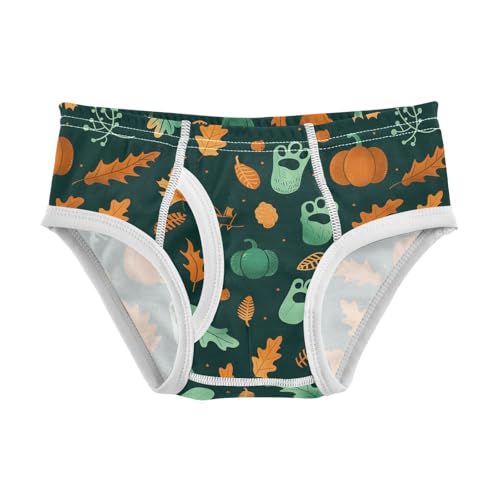 visesunny Boys Cotton Underwear Halloween Pumpkin Footprint Printed Toddler Soft Training Briefs Size 2T-8Y for Kids