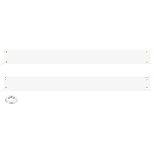 PATIKIL Blank Banners Signs to Decorate 1'x10' Sublimation White Banner with Hanging Rope for Business Outside Outdoor Wall, 2 Set