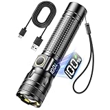 Gotellx Rechargeable LED Flashlights with Digital Power Display, Zoomable High Lumens Bright EDC Flashlight with USB C Charging Port for Home and Outdoor Emergency, Camping Essentials, Survival Gear