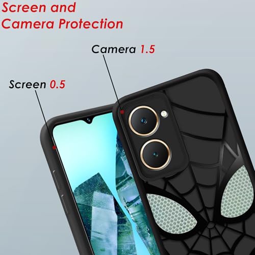 Image of Back Case Cover Compatible for Vivo Y28S 5G /Vivo Y18 / Vivo Y18e / Y18i | Spidey Face Mask Case | Soft Silicone | Camera & Full Body Protection | Shock Proof | (Black)