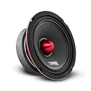 DS18 PRO-X6.4BM Loudspeaker – 6.5″, Midrange, Red Aluminum Bullet, 500W Max, 250W RMS, 4 Ohms – Premium Quality Audio Door Speakers for Car or Truck Stereo Sound System (1 Speaker)