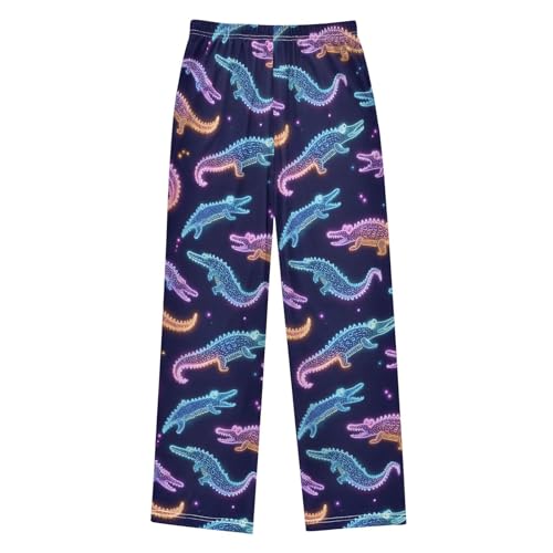 ALAZA Alligator Neon Pajama Lounge Pants Long Sleep Pajama Bottoms with Pockets2