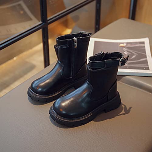 Toddler Winter Snow Boots Boys Girls Cold Weather Baby Faux Plush Shoes Side Zippers Booties(Infant/Toddler/Kid) (Black, 11-11.5 Years Big Kids)2