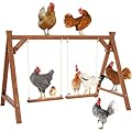 PETSFIT Chicken Roosting Bars for Hens with 2 Swings,Chickens Perch for Pet's Healthy and Play,Chicken Coop Accessories for 6-8 Chickens,Easy to Assemble and Clean
