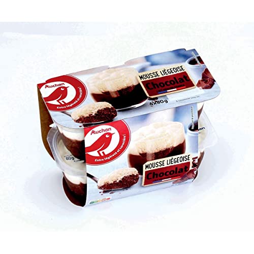 AUCHAN Mousse liégeoise au chocolat 4 x 80 g